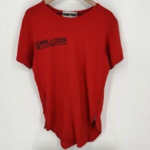 Homme Femme Los Angeles Red Side Zip Shirt Size Medium